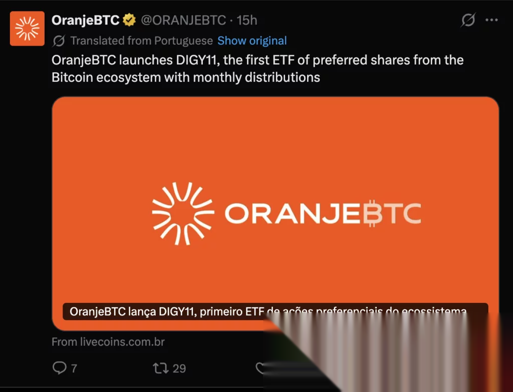 OranjeBTC plans DIGY11 with STRC