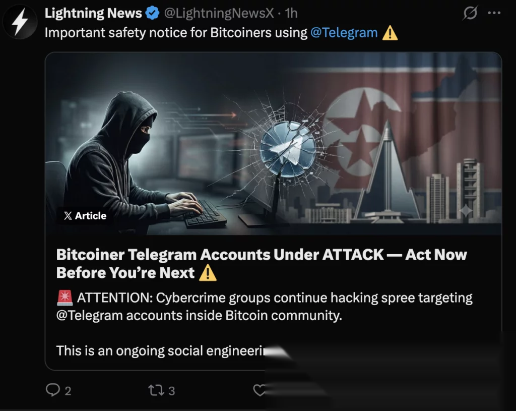 Telegram accounts under attack, source: X