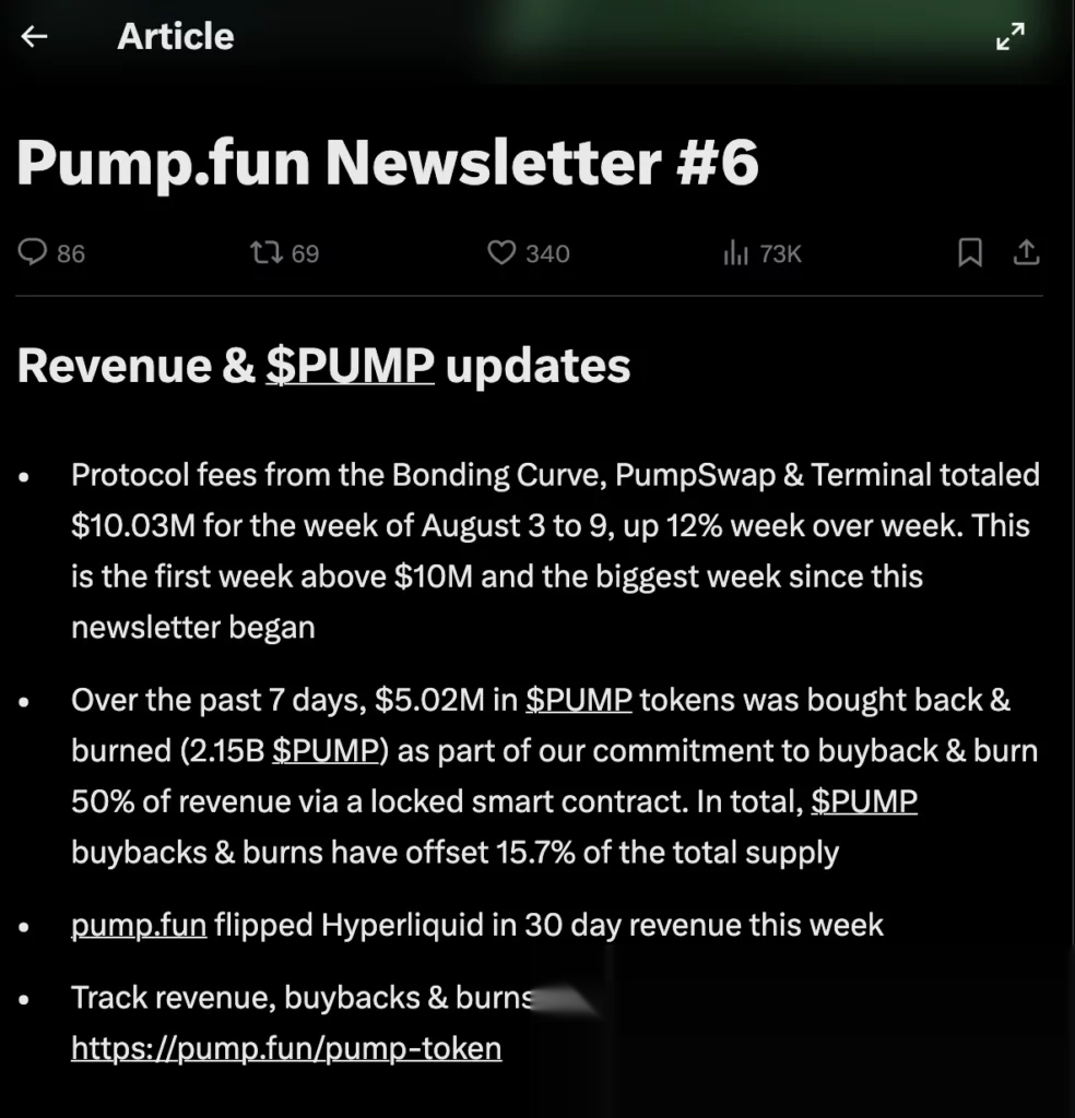 Pump.fun Newsletter, source: Sapijiju/X