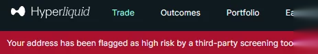 Hyperliquid flags user address.